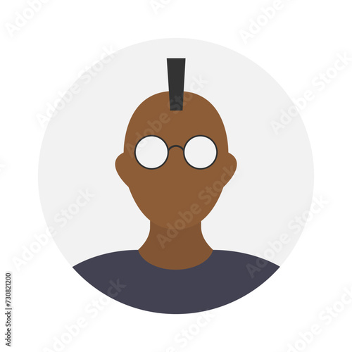 Empty face icon avatar with Iroquois and sunglasses. Vector illustration.