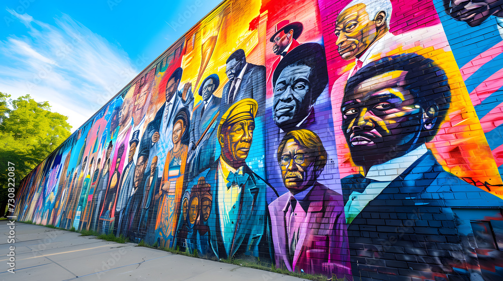 Obraz premium Vibrant Black History Mural Celebrating Influential Figures