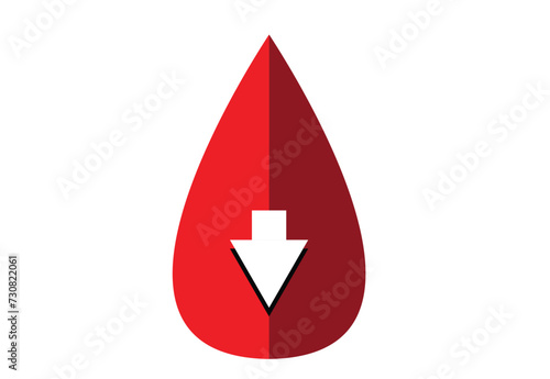 Blood with Down Arrow. Editable Clip Art.