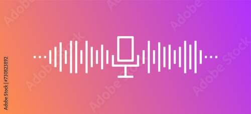 Voice wave icon. Microphone button. Flat style
