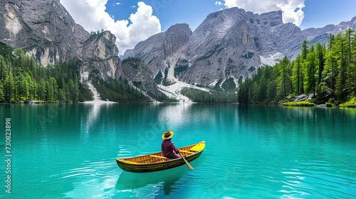 Refreshing dip in a crystal-clear mountain lake.