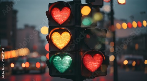 Love art traffic lights on the street