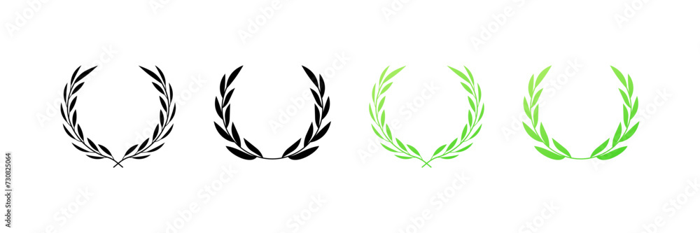 Wreath icons set. Mockup for the number. Silhouette and flat style