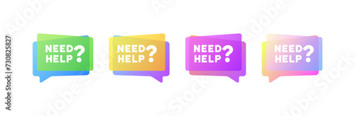 Need help bubbles. Help sign. Flat style. Vector icons