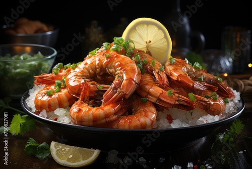 Delicious prawns, shrimps recipe, sea foods.