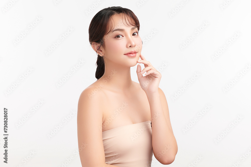 Beautiful young asian woman with clean fresh skin on white background, Face care, Facial treatment, Cosmetology, beauty and spa, Asian women portrait. Beautiful young asian woman with clean fresh skin on white background, Face care, Facial treatment, Cosmetology, beauty and spa, Asian women portrait.
