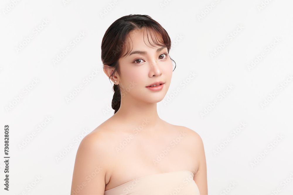 Beautiful young asian woman with clean fresh skin on white background, Face care, Facial treatment, Cosmetology, beauty and spa, Asian women portrait. Beautiful young asian woman with clean fresh skin on white background, Face care, Facial treatment, Cosmetology, beauty and spa, Asian women portrait.