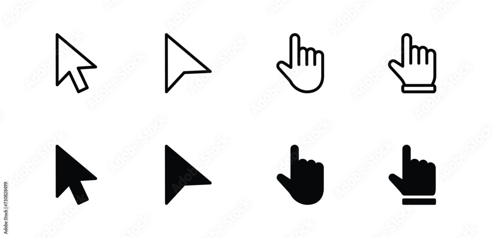 Vetor de Cursors icons click set. Cursors icon click, Clicking cursor ...