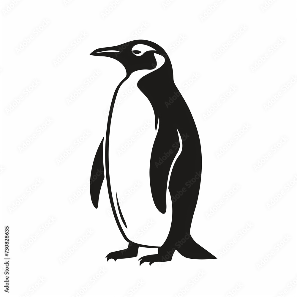 Fototapeta premium Penguin silhouette, flat logo, no color