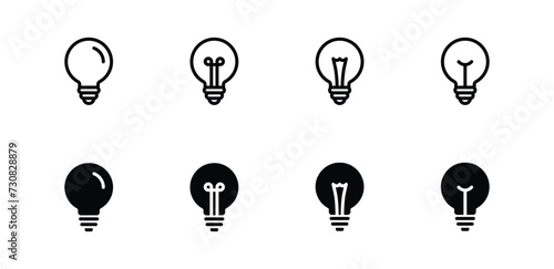 Lightbulb Icon Set. Bulb lamp icon, Lamp icons, Idea light bulb icon vector illustration.