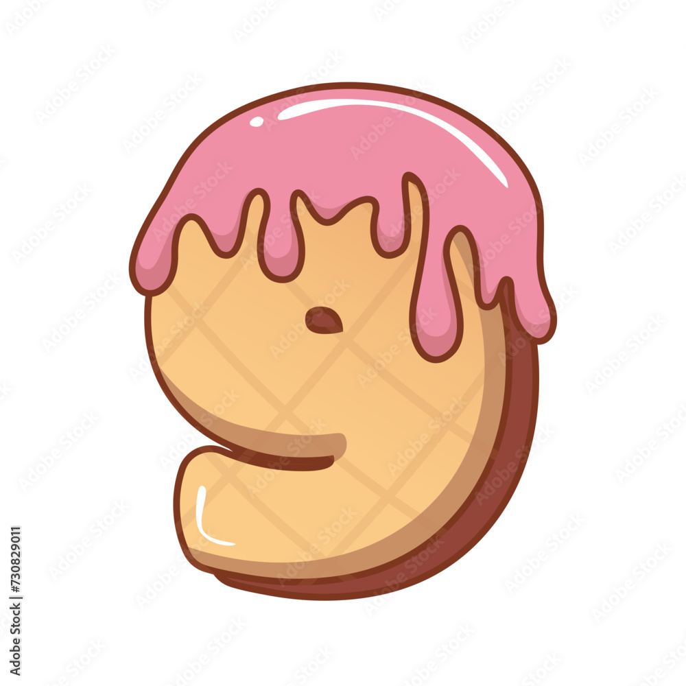 3D Strawberry Ice Cream Number 9 3D Strawberry Ice Cream Number 9