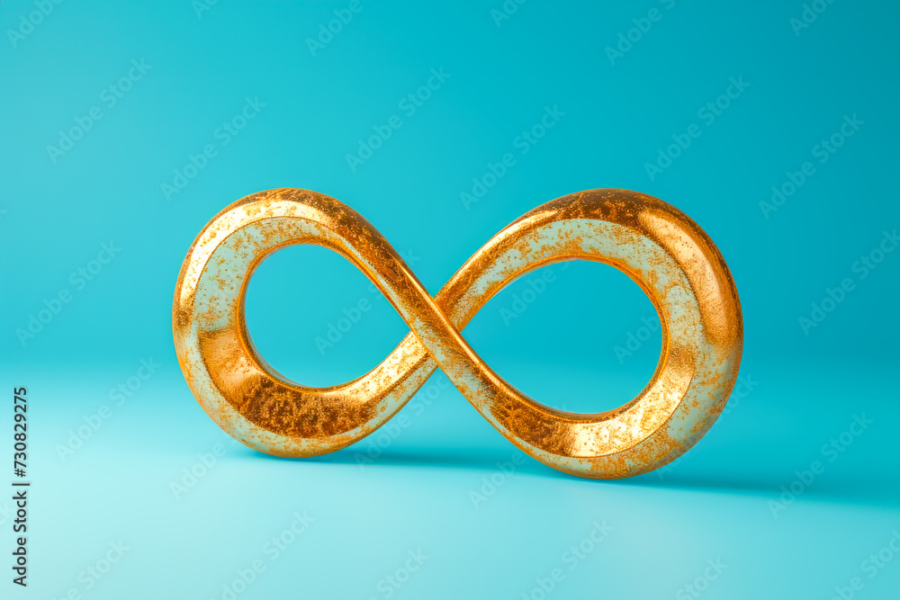 Golden infinity symbol sign on light blue background. World autism awareness day, autism rights movement, neurodiversity, autistic acceptance movement Golden infinity symbol sign on light blue background. World autism awareness day, autism rights movement, neurodiversity, autistic acceptance movement