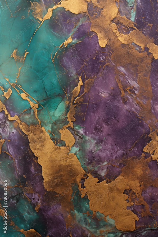 Naklejka premium Gold, green, purple color marble background