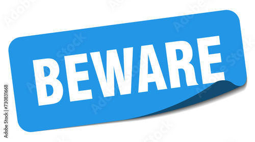 beware sticker. beware label photo