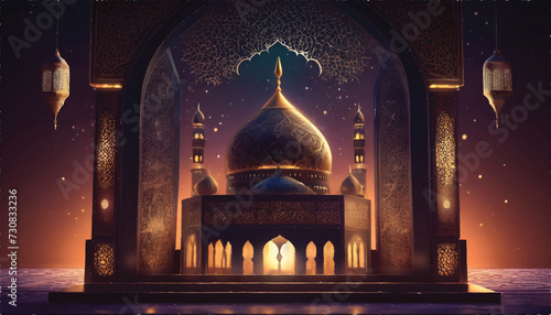 mosque in the night with mosque