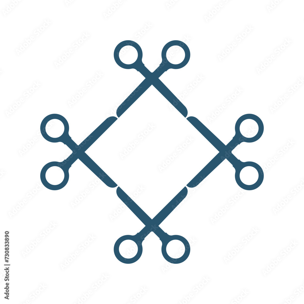 Frame made from open scissors. Vector with empty clear background inside. Frame made from open scissors. Vector with empty clear background inside.
