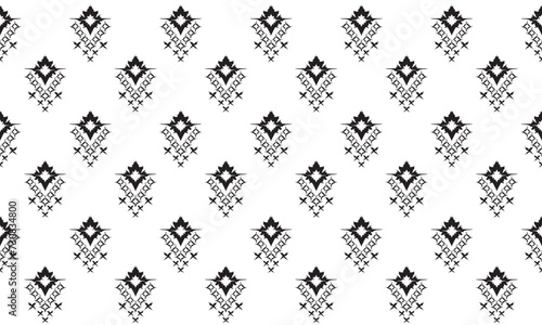 Nature vintage cross stitch traditional ethnic pattern paisley flower Ikat background.Design for background ,curtain, carpet, wallpaper, clothing, wrapping, Batik, vector illustration.