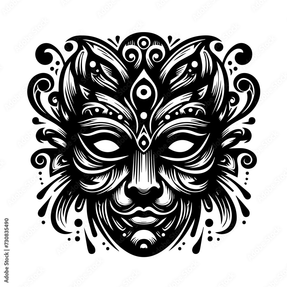 Vector illustration of a carnival mask on white separate background