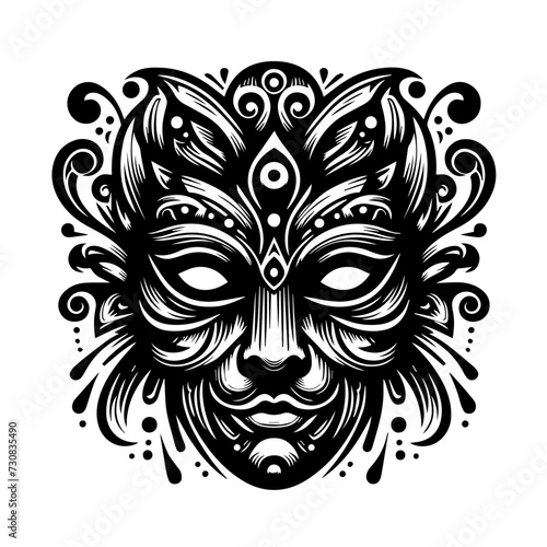 Vector illustration of a carnival mask on white separate background