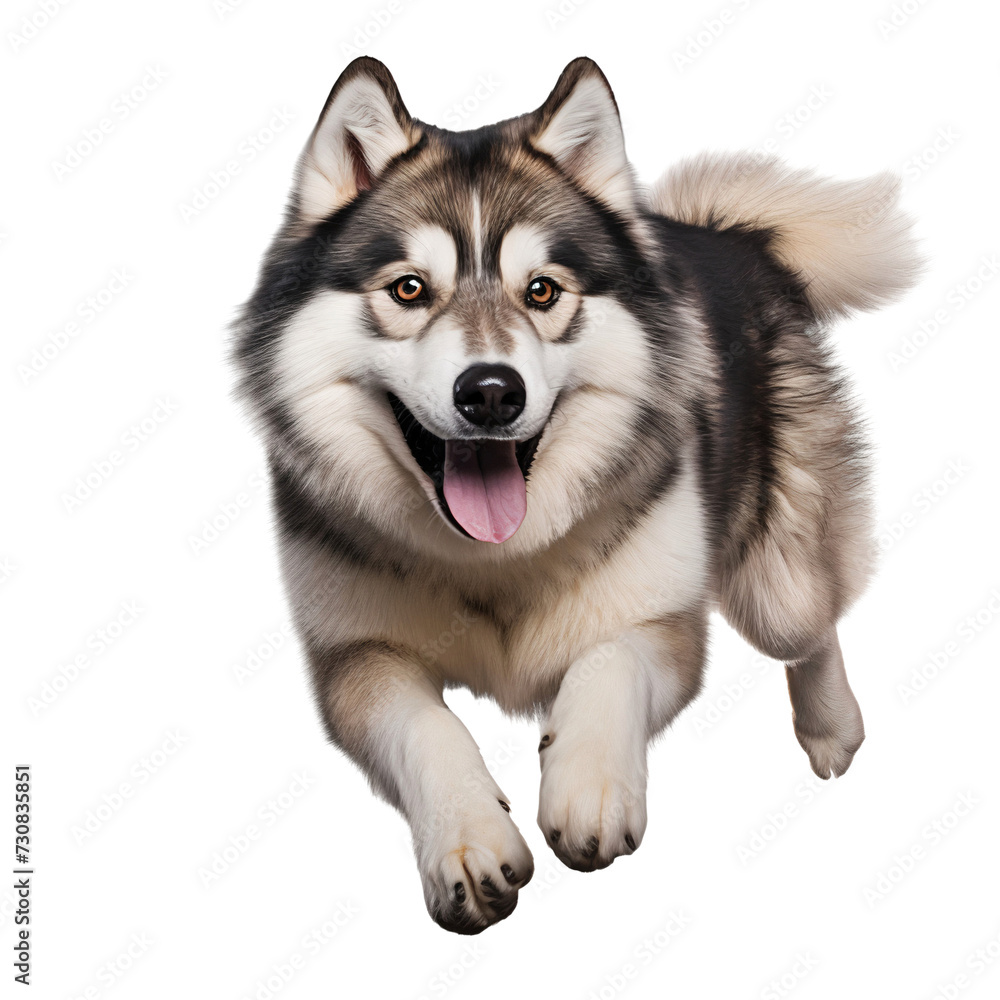 Siberian husky puppy running, png file of isolated cutout on transparent background