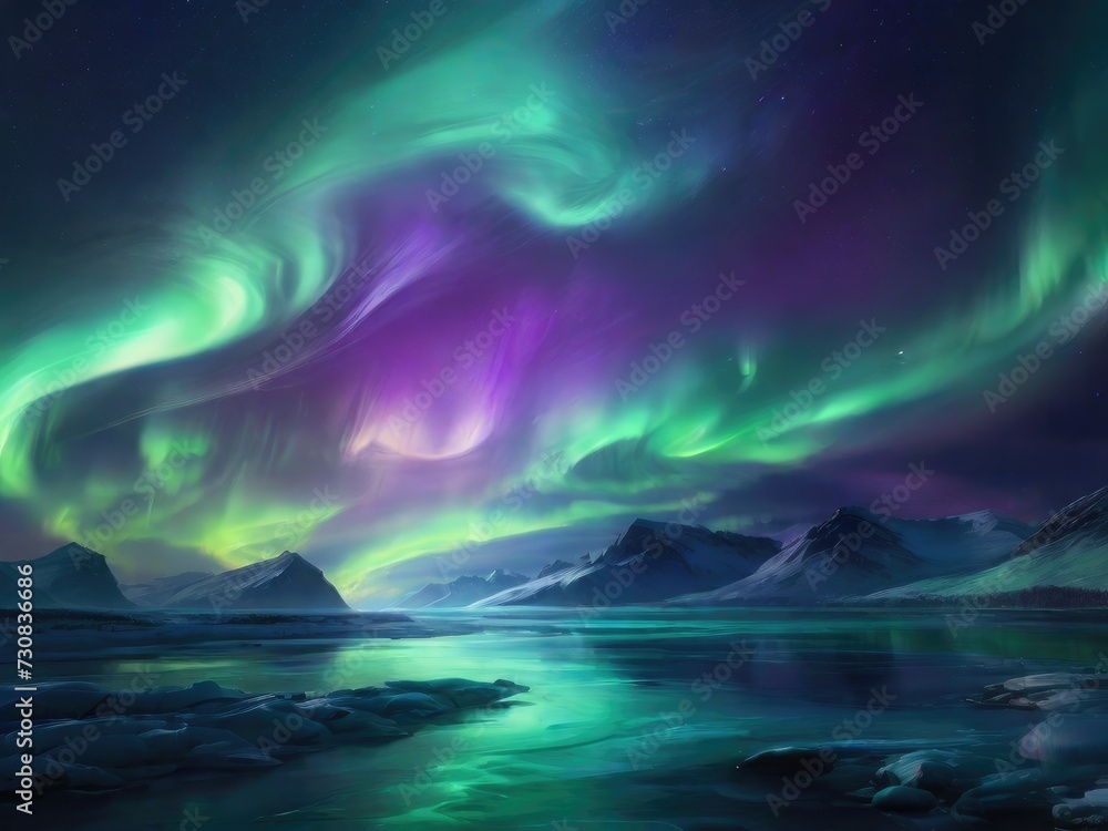 Aurora Brilliance: Captivating Northern Lights Abstract in Translucent Hues