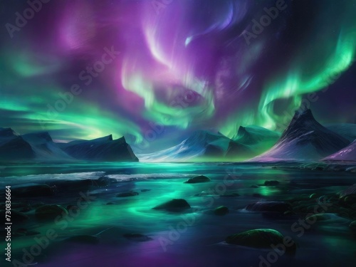 Luminous Euphoria: Translucent Swirls Creating the Northern Lights' Enchanting Atmosphere © bellart