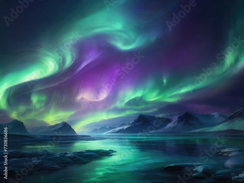 Aurora Brilliance: Captivating Northern Lights Abstract in Translucent Hues © bellart