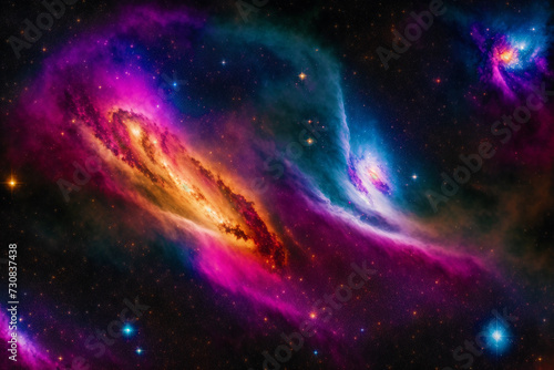 Space background. Cosmic Enigma. Capturing the Mysteries of a Black Hole in Space. Generative AI