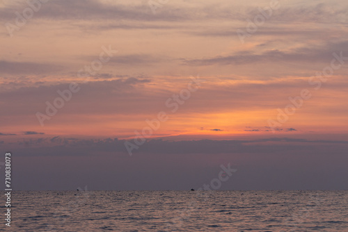 Beautiful sky over the sea before sunrise near the city of Odesa. Ukraine