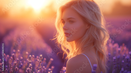 Portrait of young woman in a lavender field