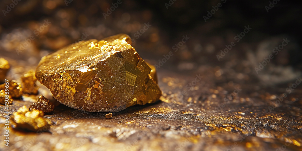 A gold nugget, large, with a rough, rocky appearance. A gold nugget, large, with a rough, rocky appearance.