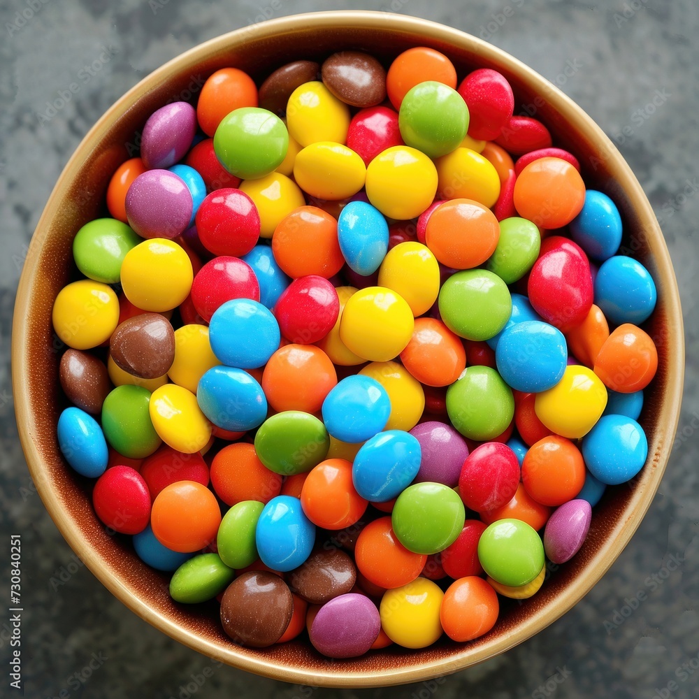 Mixed collection of colorful candy in bowl. Closeup pile chocolate Coated Candies. realistic chocolate sweets, icon, detailed. Grocery product advertising. Mixed collection of colorful candy in bowl. Closeup pile chocolate Coated Candies. realistic chocolate sweets, icon, detailed. Grocery product advertising.