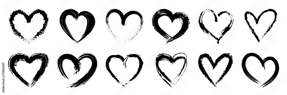 Grunge heart shape. Heart symbol by hand. Various style hand drawn heart ... Grunge heart shape. Heart symbol by hand. Various style hand drawn heart ...