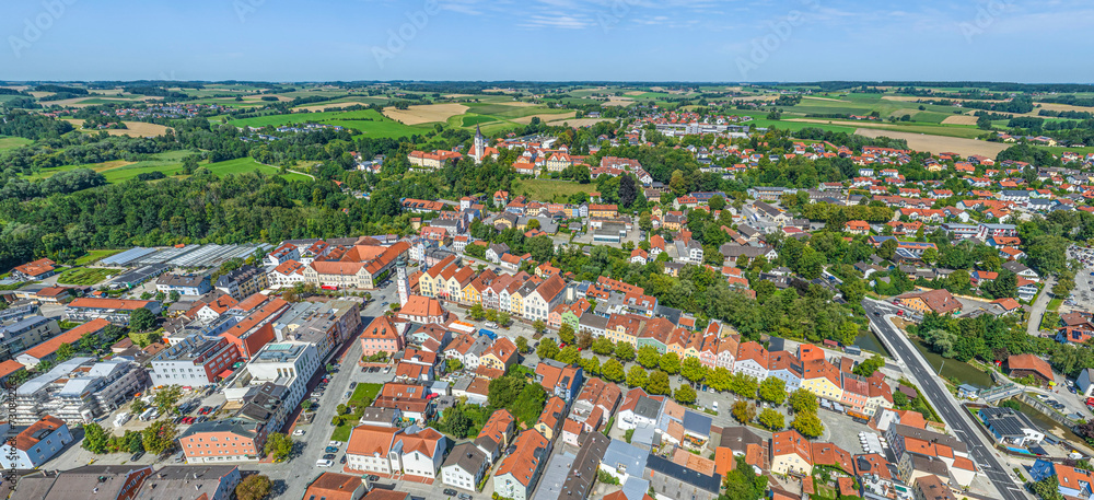 Panoramablick auf Dorfen im Landkreis Erding in Oberbayern