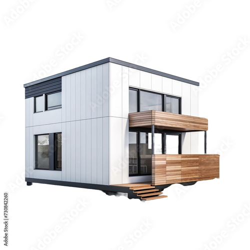 Prefabricated house isolated on transparent background photo