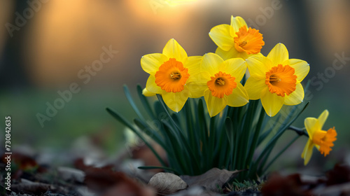 Yellow daffodils in bloom