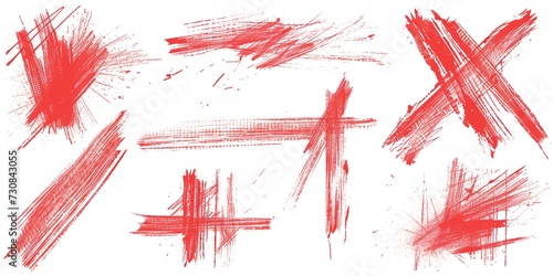 Hand-drawn doodle elements in grunge style with red pencil lines and ink brush strokes.