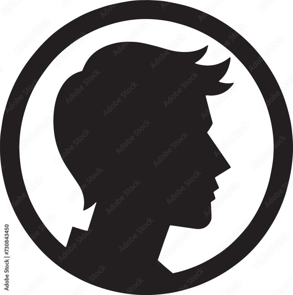 Human Silhouette in Circle icon vector Human Silhouette in Circle icon vector