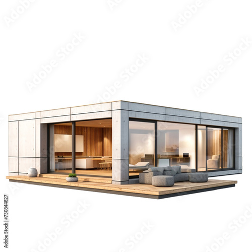Prefabricated house isolated on transparent background photo