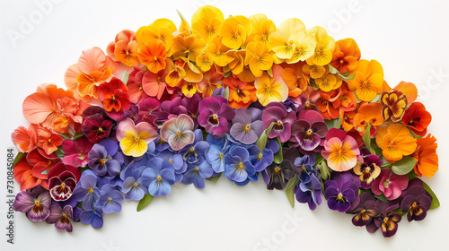 Summer flowers rainbow coloured arch on a white background