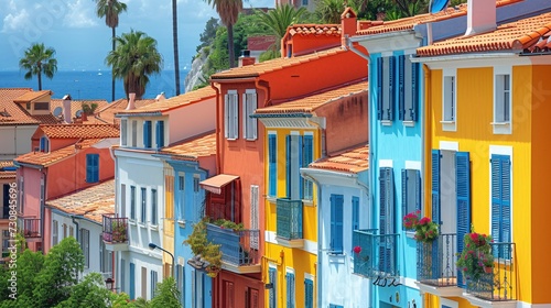 Fototapeta Naklejka Na Ścianę i Meble -  Vibrant historic buildings in Old Town, Nice, on the French Riviera.