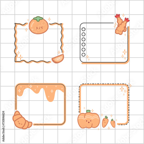 sticky note design food pals orange color theme collection set