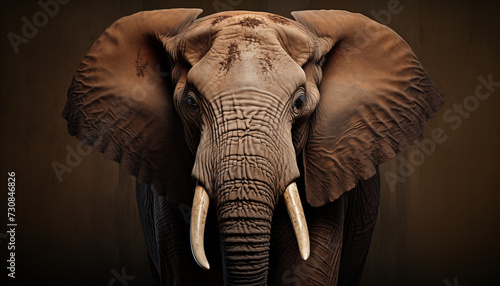An impressive and majestic indian elephant stands tall, adorned with striking tusks and large ears, a symbol of both power and vulnerability in the world of wildlife