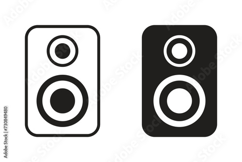 speaker icon, woofer box vector symbol on transparent background.
