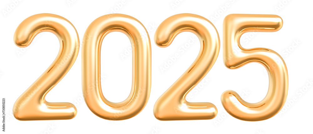 New year 2025 number golden 3d render New year 2025 number golden 3d render