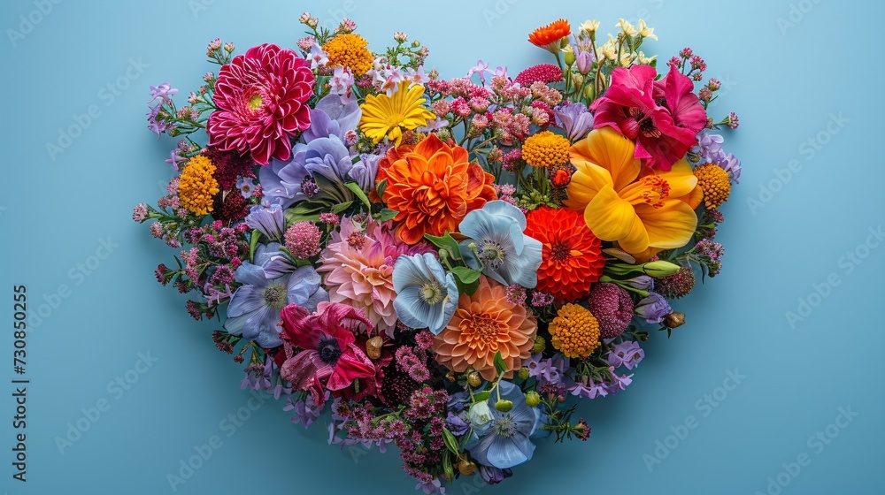 Flower Power: A Heart-Shaped Bouquet of Seasonal Blossoms Generative AI Flower Power: A Heart-Shaped Bouquet of Seasonal Blossoms Generative AI