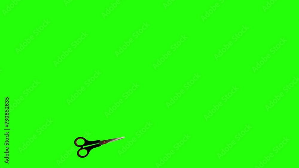 Animation of Scissor tool cutting and moving on the green screen chroma key Animation of Scissor tool cutting and moving on the green screen chroma key