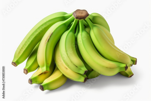 Racimo de plátanos en fondo blanco.