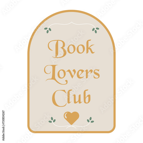 Book lovers club – open book with quote. Reading illustration for sticker, badge, poster, bookstore, library, teacher. Vector vintage art illustration isolated hand drawn