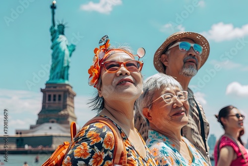 Group of senior asian friends  traveler portrait  in New York  America.